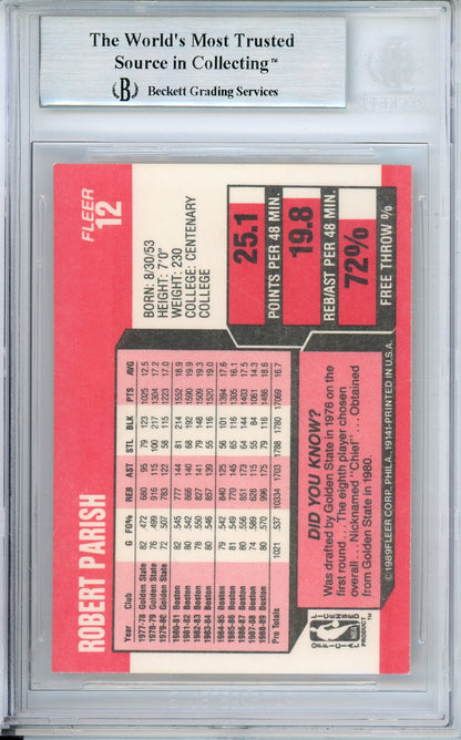 1989-90 FLEER BASKETBALL ROBERT PARISH #12 CELTICS HOF AUTOGRAPH BECKETT AUTHENTIC