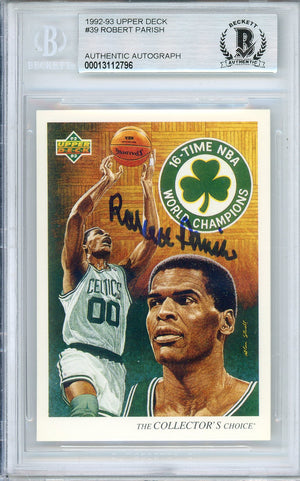 1992-93 UPPER DECK ROBERT PARISH #39 CELTICS HOF BLUE INK AUTOGRAPH BECKETT AUTHENTIC (Copy)