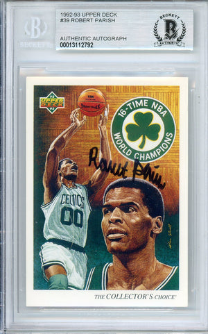 1992-93 UPPER DECK ROBERT PARISH #39 CELTICS HOF BLACK INK AUTOGRAPH BECKETT AUTHENTIC