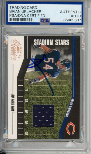 2005 DONRUSS FOOTBALL BRIAN URLACHER #SS-8 GAME-USED PATCH AUTOGRAPH BEARS HOF /199 PSA/DNA