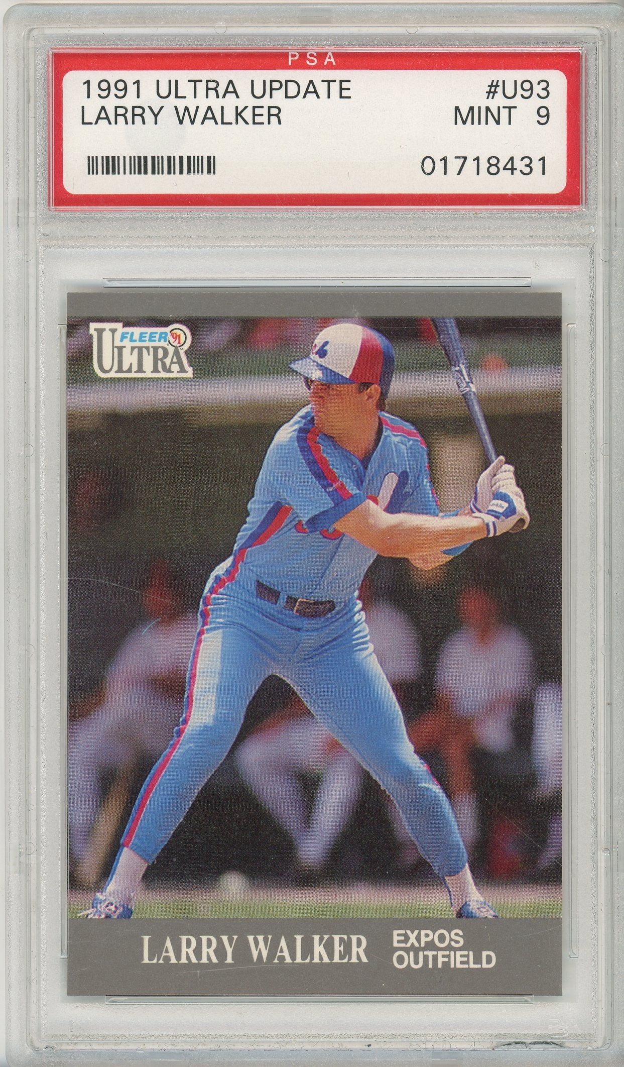 1991 FLEER ULTRA UPDATE LARRY WALKER #U93 PSA 9 HOF
