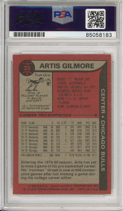 1979 TOPPS ARTIS GILMORE #25 HOF BULLS 6-TIME NBA ALL STAR AUTOGRAPH PSA/DNA