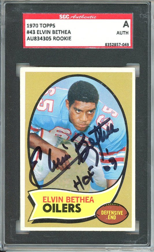 1970 TOPPS FOOTBALL - ELVIS BETHEA #43 OILERS HOF AUTOGRAPH SGC AUTHENTIC