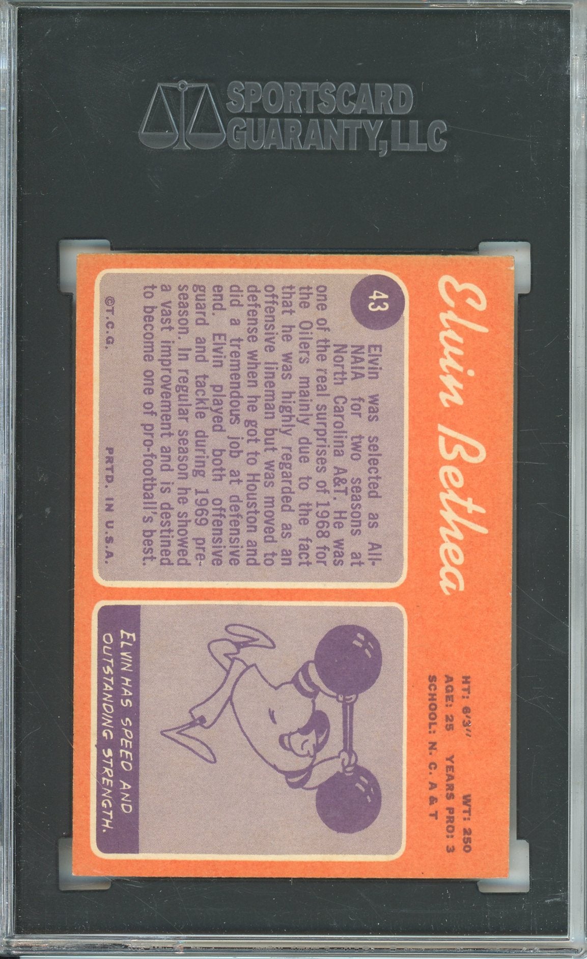 1970 TOPPS FOOTBALL - ELVIS BETHEA #43 OILERS HOF AUTOGRAPH SGC AUTHENTIC