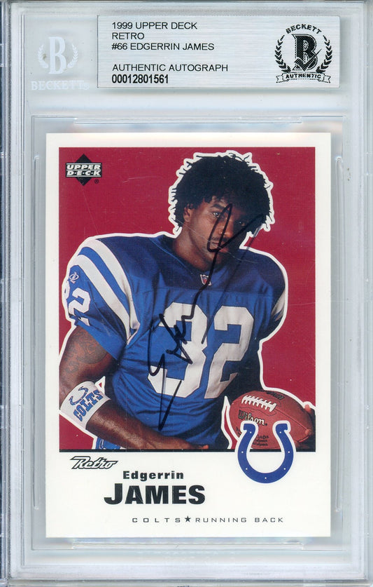1999 UPPER DECK EDGERRIN JAMES #66 HOF COLTS 3-TIME ALL PRO AUTOGRAPH BECKETT