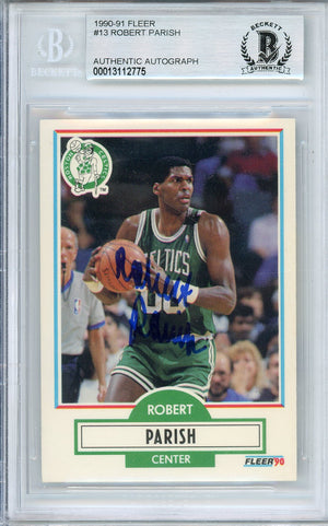 1990-91 FLEER ROBERT PARISH #13 CELTICS HOF AUTOGRAPH BECKETT AUTHENTIC (775))