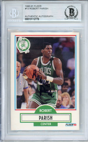 1990-91 FLEER ROBERT PARISH #13 CELTIC HOF AUTOGRAPH BECKETT AUTHENTIC (779)