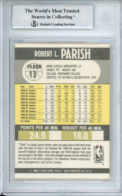 1990-91 FLEER ROBERT PARISH #13 CELTIC HOF AUTOGRAPH BECKETT AUTHENTIC (779)