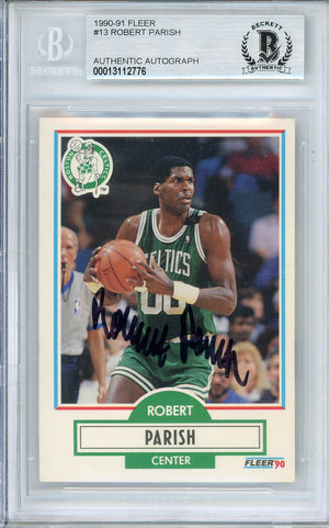 1990-91 FLEER ROBERT PARISH #13 CELTIC HOF AUTOGRAPH BECKETT AUTHENTIC (776)