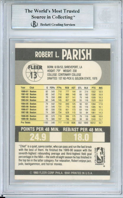 1990-91 FLEER ROBERT PARISH #13 CELTIC HOF AUTOGRAPH BECKETT AUTHENTIC (776)