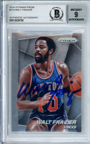 2014-15 PANINI PRIZM WALT FRAZIER #210 KNICK HOF AUTOGRAPH BECKETT 9 AUTO
