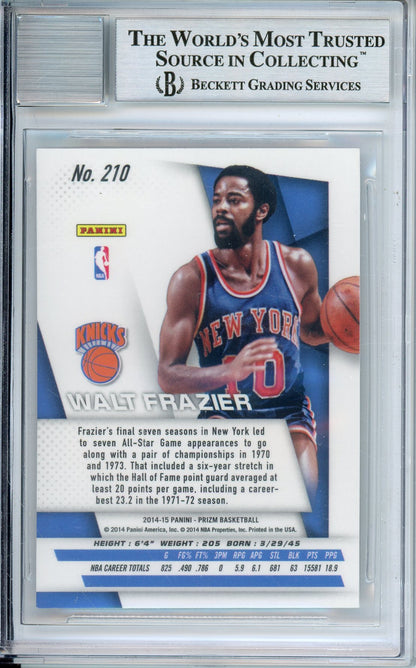 2014-15 PANINI PRIZM WALT FRAZIER #210 KNICK HOF AUTOGRAPH BECKETT 9 AUTO