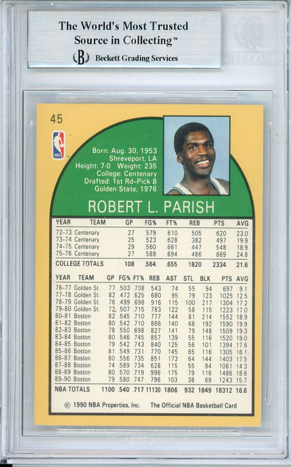 1990-91 NBA HOOPS ROBERT PARISH #45 CELTIS HOF AUTOGRAPH BECKETT AUTHENTIC (746)