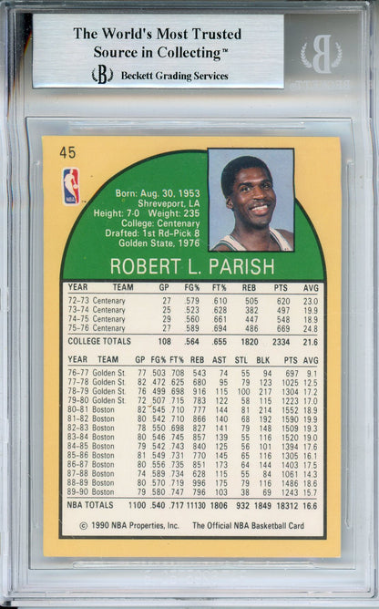1990-91 NBA HOOPS ROBERT PARISH #45 CELTIS HOF AUTOGRAPH BECKETT AUTHENTIC (745)