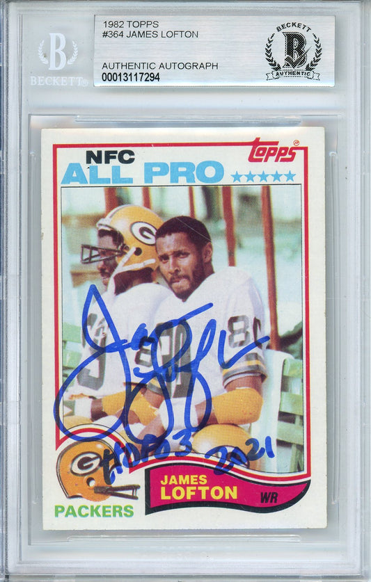 1982 TOPPS JAMES LOFTON #310 HOF PACKERS 8-TIME PRO BOWLER AUTOGRAPH BECKETT