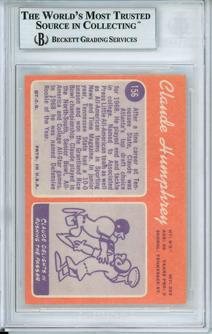 1970 TOPPS CLAUDE HUMPHREY #156 ROOKIE HOF FALCONS 8-TIME ALL PRO AUTOGRAPH BECKETT