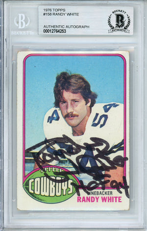 1976 TOPPS RANDY WHITE #158 HOF COWBOYS 8-TIME ALL PRO AUTOGRAPH BECKETT
