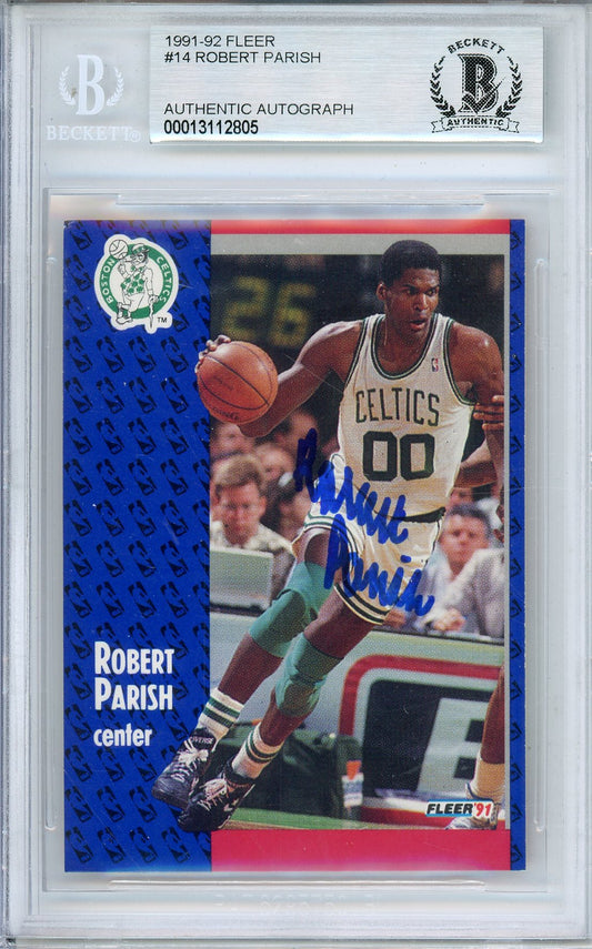 1991-92 FLEER ROBERT PARISH #14 CELTICS HOF AUTOGRAPH BECKETT AUTHENTIC