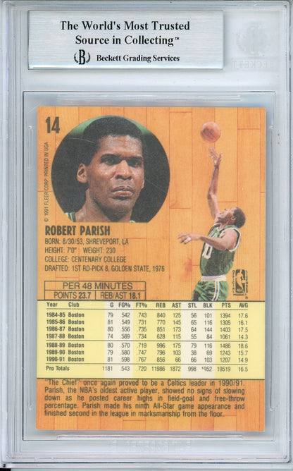 1991-92 FLEER ROBERT PARISH #14 CELTICS HOF AUTOGRAPH BECKETT AUTHENTIC