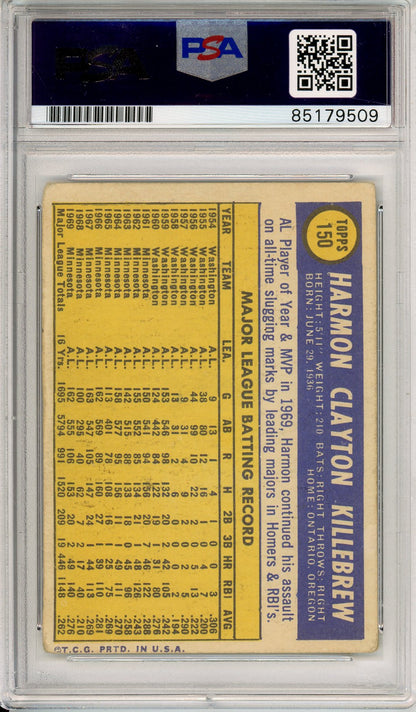 1970 Topps BASEBALL Harmon Killebrew #150 TWINS HOF PSA/DNA AUTHENTIC AUTO