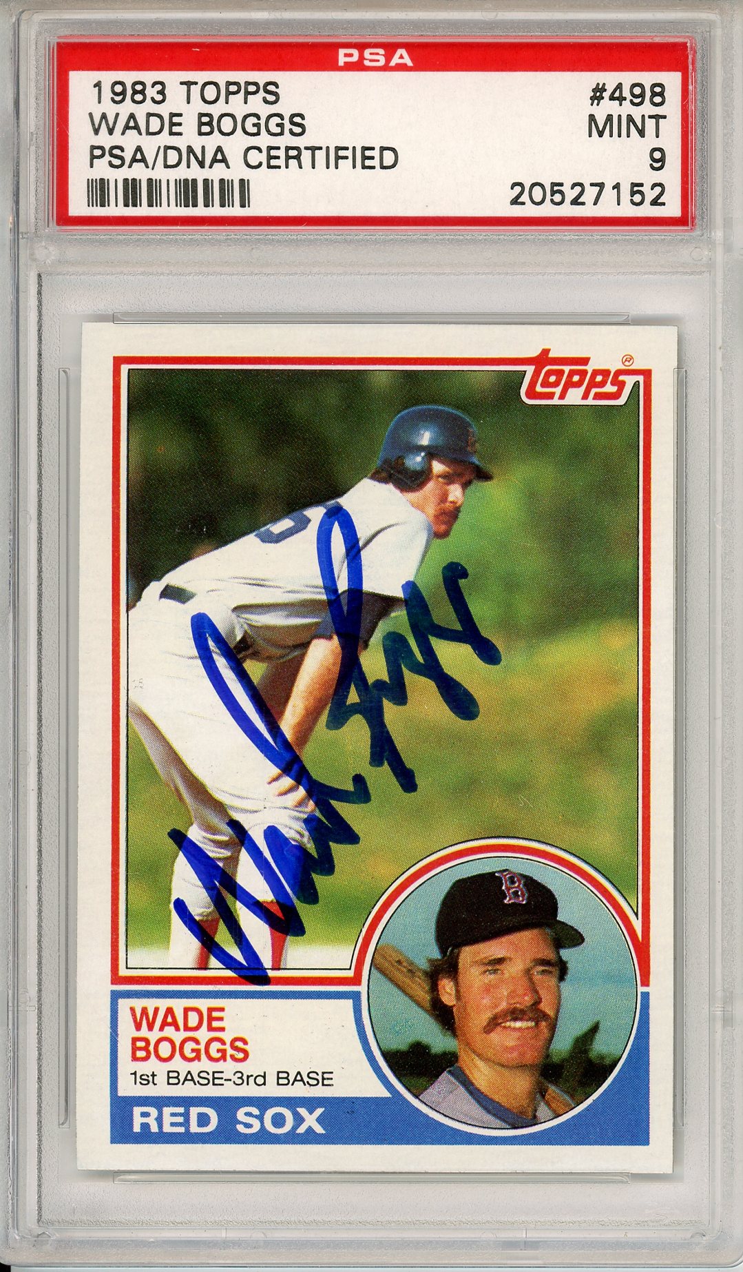 1983 TOPPS BASEBALL WAGE BOGGS #498 ROOKIE CARD AUTOGRAPH PSA/DNA MINT 9