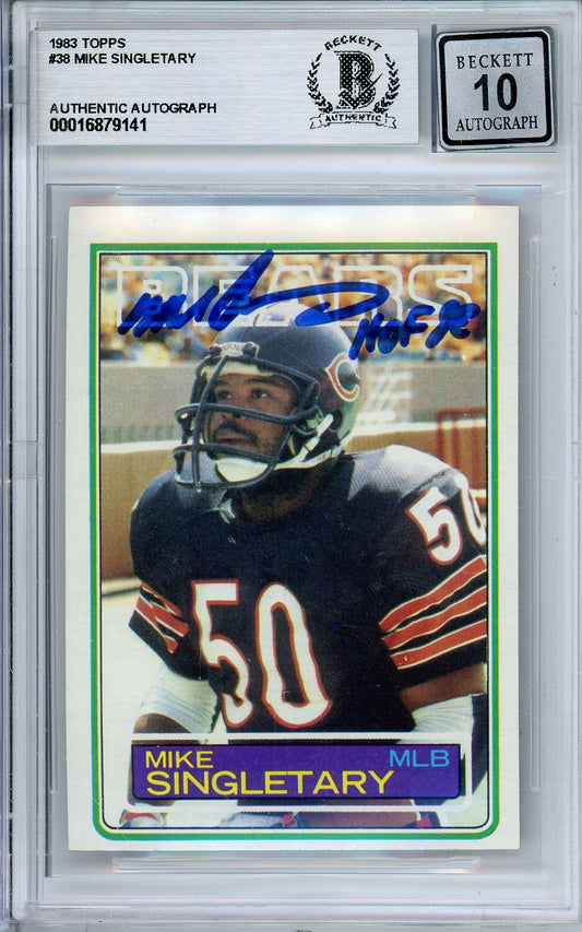 1983 TOPPS MIKE SINGLETARY #38 ROOKIE HOF AUTOGRAPH BECKETT AUTO GRADE 10