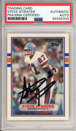 1989 TOPPS STEVE ATWATER #52T ROOKIE HOF BRONCO 2-TIME CHAMP AUTOGRAPH PSA/DNA