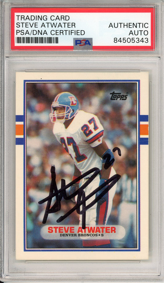 1989 TOPPS STEVE ATWATER #52T ROOKIE HOF BRONCO 2-TIME CHAMP AUTOGRAPH PSA/DNA