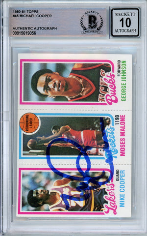 1980-81 TOPPS MICHAEL COOPER #45 ROOKIE HOF AUTOGRAPH BECKETT AUTO GRADE 10