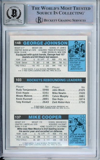 1980-81 TOPPS MICHAEL COOPER #45 ROOKIE HOF AUTOGRAPH BECKETT AUTO GRADE 10