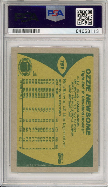 1989 TOPPS OZZIE NEWSOME #151 HOF BROWNS 7-TIME ALL PRO AUTOGRAPH PSA/DNA