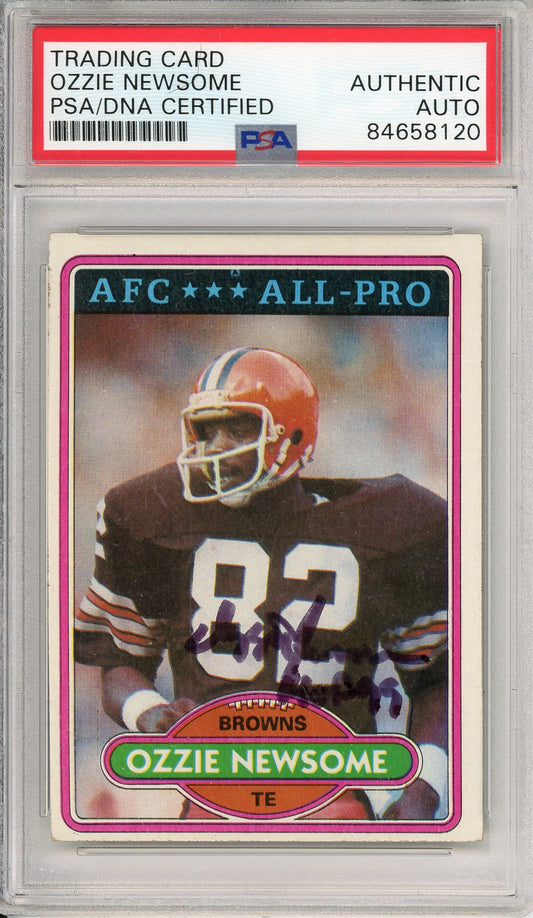 1980 TOPPS OZZIE NEWSOME #110 HOF BROWNS 7-TIME ALL PRO AUTOGRAPH PSA/DNA