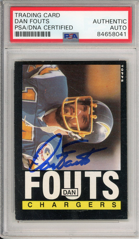 1985 TOPPS DAN FOUTS #372 HOF CHARGERS 6-TIME PRO BOWLER AUTOGRAPH PSA/DNA