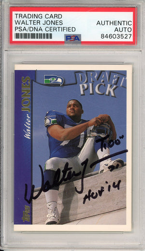 1997 TOPPS WALTER JONES #403 ROOKIE HOF SEAHAWKS 6-TIME ALL PRO AUTOGRAPH PSA/DNA