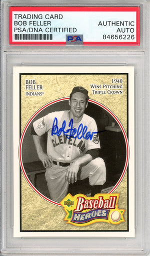 2005 UPPER DECK BASEBALL HEROES BOB FELLER #3 HOF AUTOGRAPH PSA/DNA