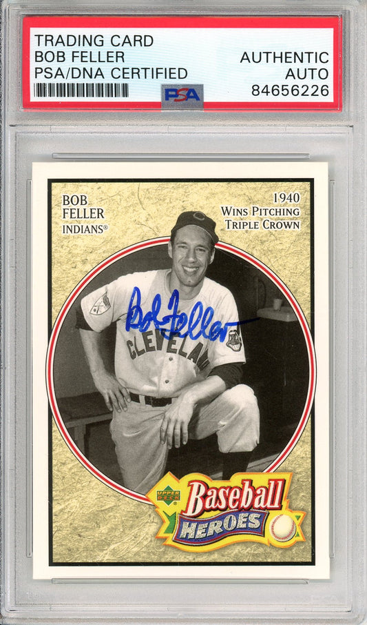 2005 UPPER DECK BASEBALL HEROES BOB FELLER #3 HOF AUTOGRAPH PSA/DNA