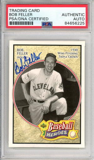 2005 UPPER DECK BASEBALL HEROES BOB FELLER #3 HOF AUTOGRAPH PSA/DNA