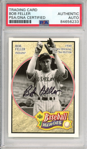 2005 UPPER DECK BASEBALL HEROES BOB FELLER #2 HOF AUTOGRAPH PSA/DNA