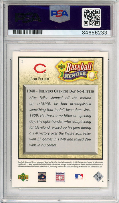 2005 UPPER DECK BASEBALL HEROES BOB FELLER #2 HOF AUTOGRAPH PSA/DNA
