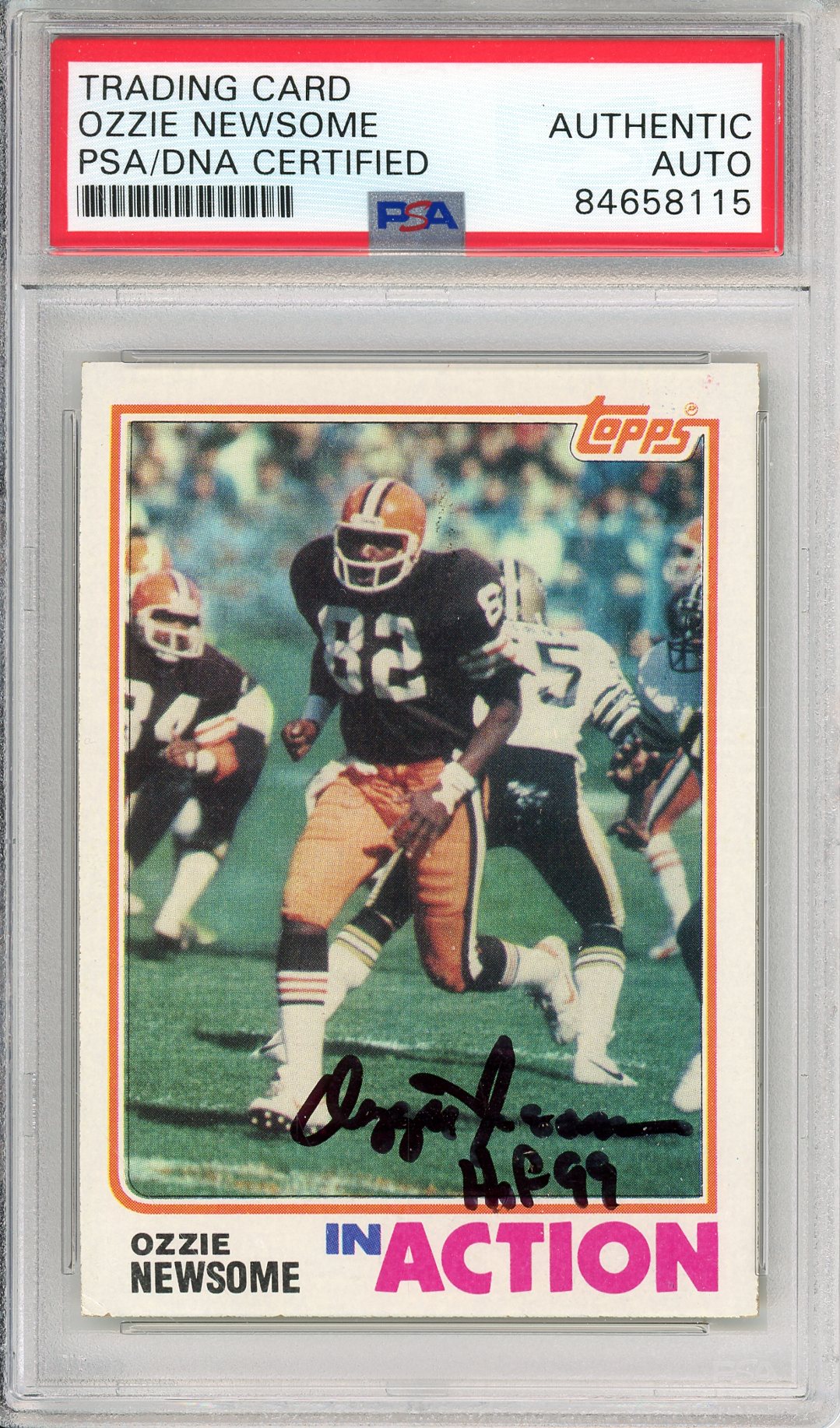 1982 TOPPS OZZIE NEWSOME #68 HOF AUTOGRAPH BROWNS PSA/DNA