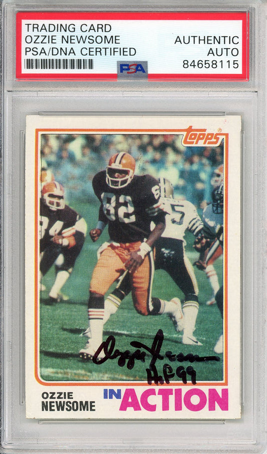 1982 TOPPS OZZIE NEWSOME #68 HOF AUTOGRAPH BROWNS PSA/DNA