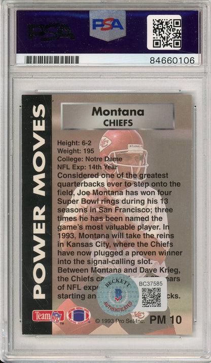 1993 PRO SET JOE MONTANA #PM10 HOF CHIEFS 4-TIME CHAMP AUTOGRAPH PSA/DNA