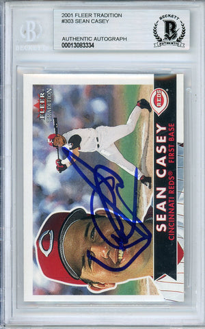 2001 FLEER TRADITION SEAN CASEY #303 RED ALL-STAR AUTOGRAPH BECKETT AUTHENTIC