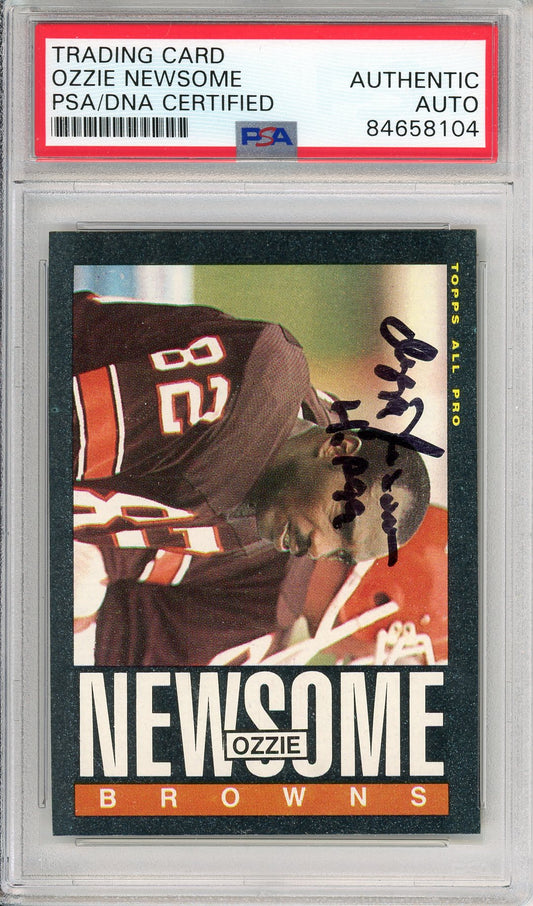 1985 TOPPS OZZIE NEWSOME #232 HOF AUTOGRAPH BROWNS PSA/DNA