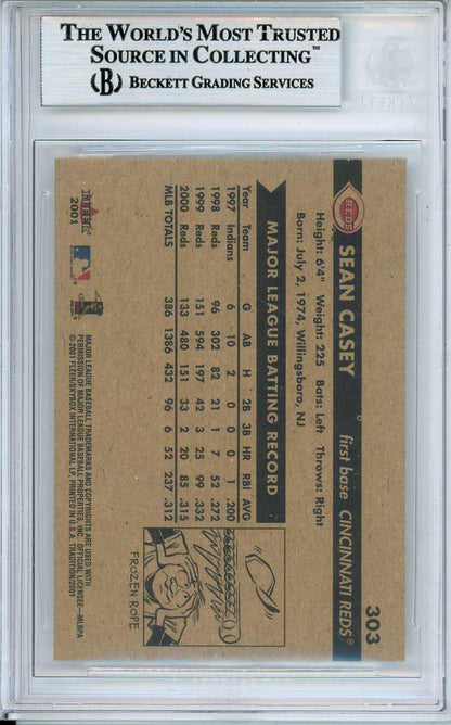 2001 FLEER TRADITION SEAN CASEY #303 RED ALL-STAR AUTOGRAPH BECKETT AUTHENTIC