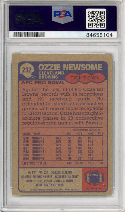 1985 TOPPS OZZIE NEWSOME #232 HOF AUTOGRAPH BROWNS PSA/DNA