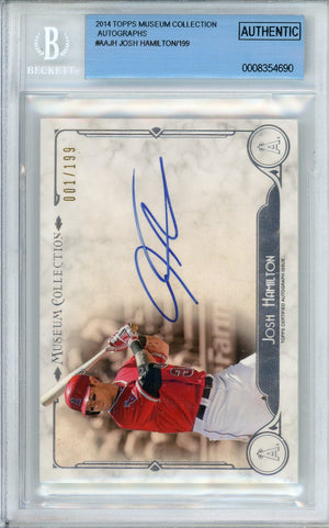 2014 TOPPS MUSEUM COLLECTION JOSH HAMILTON #AAJH AUTOGRAPH /199 MVP BECKETT 10 AUTO
