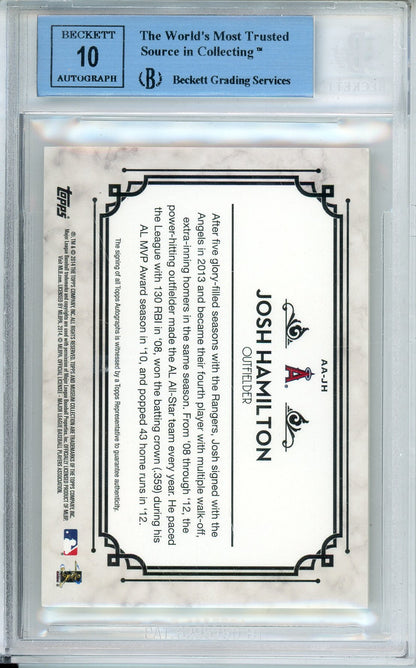 2014 TOPPS MUSEUM COLLECTION JOSH HAMILTON #AAJH AUTOGRAPH /199 MVP BECKETT 10 AUTO