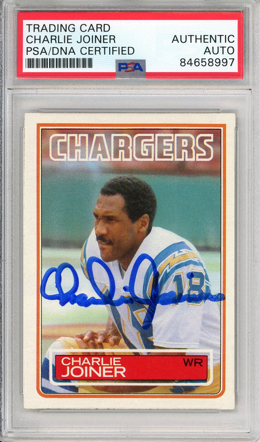 1983 TOPPS CHARLIE JOINER #377 HOF AUTOGRAPH CHARGERS PSA/DNA