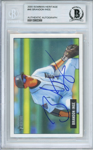 2005 BOWMAN HERITAGE BRANDON INGE #46 TIGER ALL-STAR AUTOGRAPH BECKETT AUTHENTIC